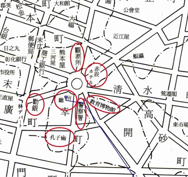 大正公園周圍繞著諸多重要的機構建築。《臺南市街略圖》。-1.jpg