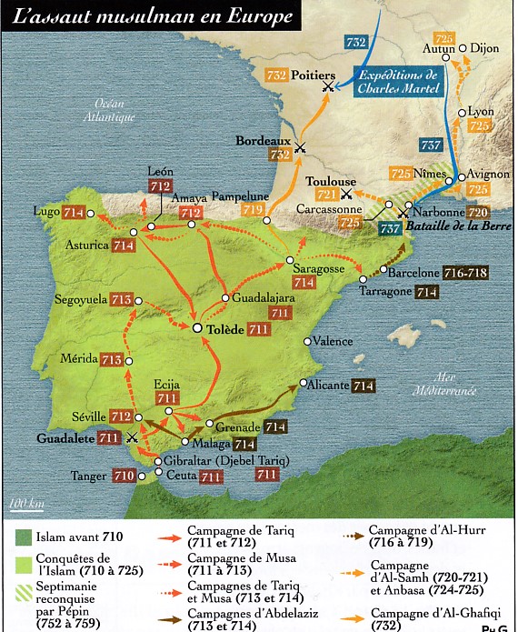 一)穆斯林軍隊入侵佔據西班牙和法國路線圖.jpg